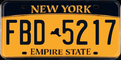 NY license plate FBD5217