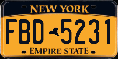 NY license plate FBD5231