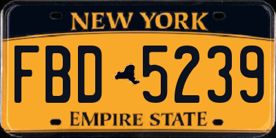 NY license plate FBD5239
