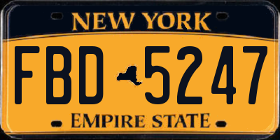 NY license plate FBD5247