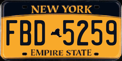 NY license plate FBD5259