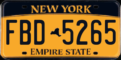 NY license plate FBD5265