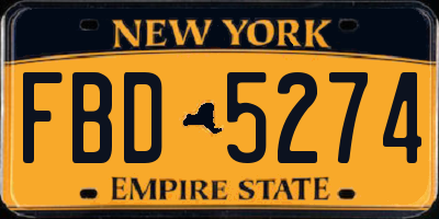 NY license plate FBD5274