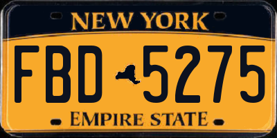 NY license plate FBD5275