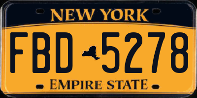 NY license plate FBD5278