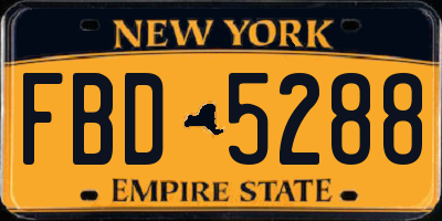 NY license plate FBD5288