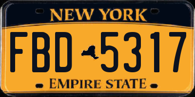 NY license plate FBD5317