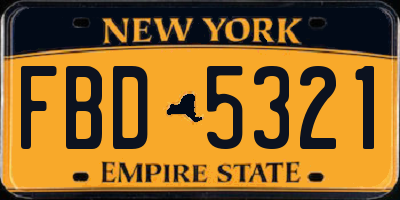 NY license plate FBD5321