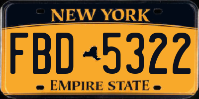 NY license plate FBD5322