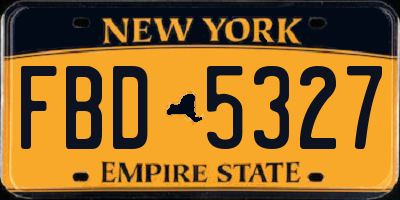 NY license plate FBD5327