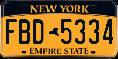 NY license plate FBD5334