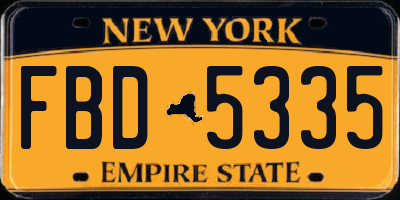 NY license plate FBD5335