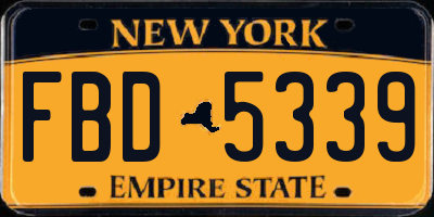NY license plate FBD5339