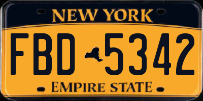 NY license plate FBD5342