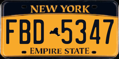 NY license plate FBD5347
