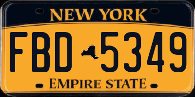 NY license plate FBD5349