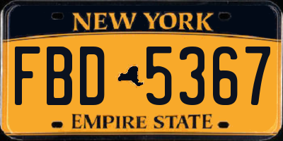 NY license plate FBD5367