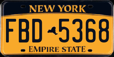 NY license plate FBD5368