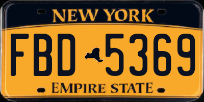 NY license plate FBD5369