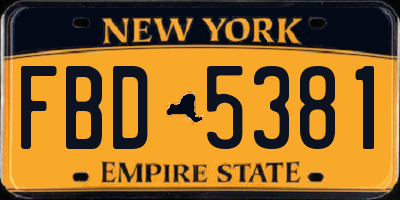 NY license plate FBD5381