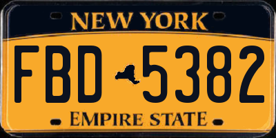 NY license plate FBD5382