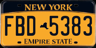 NY license plate FBD5383