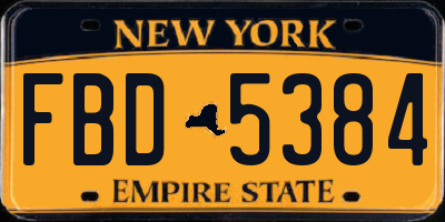 NY license plate FBD5384