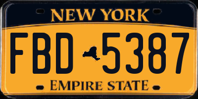 NY license plate FBD5387