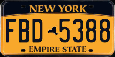 NY license plate FBD5388