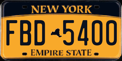 NY license plate FBD5400