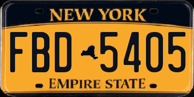 NY license plate FBD5405