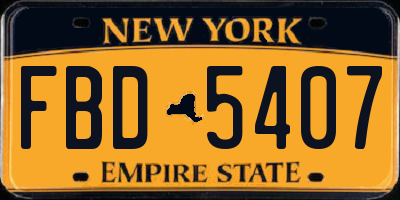 NY license plate FBD5407