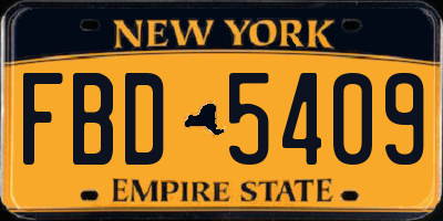 NY license plate FBD5409