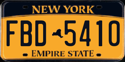 NY license plate FBD5410