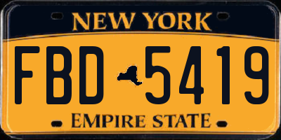 NY license plate FBD5419