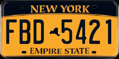 NY license plate FBD5421