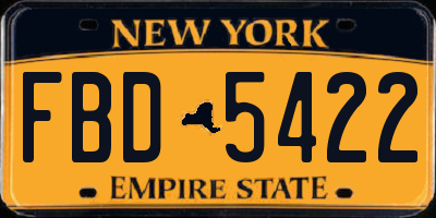 NY license plate FBD5422