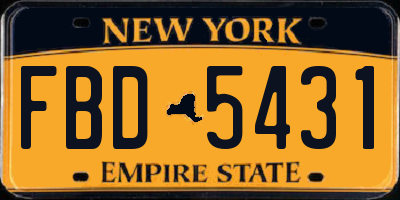 NY license plate FBD5431