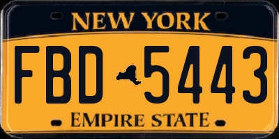 NY license plate FBD5443
