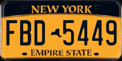 NY license plate FBD5449
