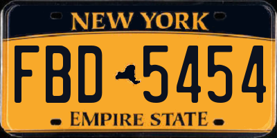 NY license plate FBD5454