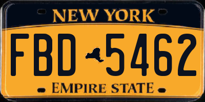 NY license plate FBD5462