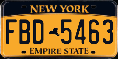 NY license plate FBD5463