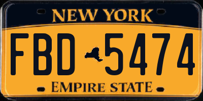 NY license plate FBD5474