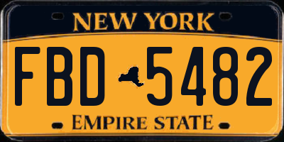 NY license plate FBD5482