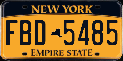 NY license plate FBD5485