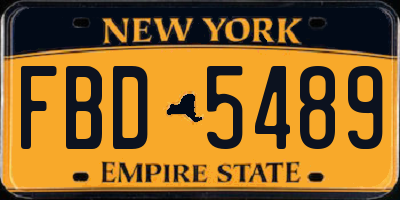 NY license plate FBD5489