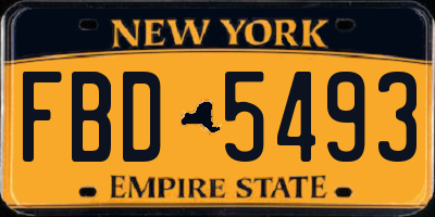 NY license plate FBD5493