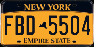 NY license plate FBD5504