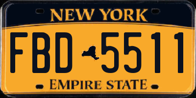 NY license plate FBD5511